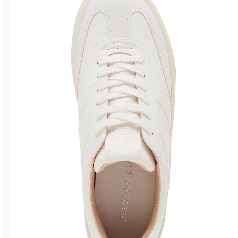 Madden Girl Livvy Women's White and Tan Platform Sneakers - Picture 4 of 5